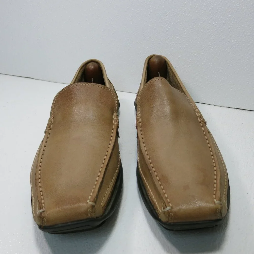 Brown Shoe Hand Stitched Leather Square Toe Driver Moccasins Footwear Men's 11 M